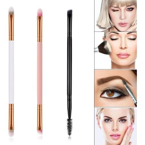 Dropshipping 1pcs Professional Makeup Eye Brush Double Ended Eyeshadow Eyebrow Brush for Women Girls Cosmetics Nail Brush
