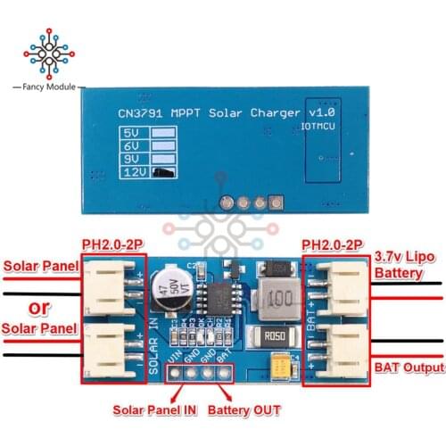 CN3791 MPPT Adjustable Solar Charger Panel 3.7V 18650 Lithium Battery Charging Board 6V/9V12V PMW Overvoltage Protection