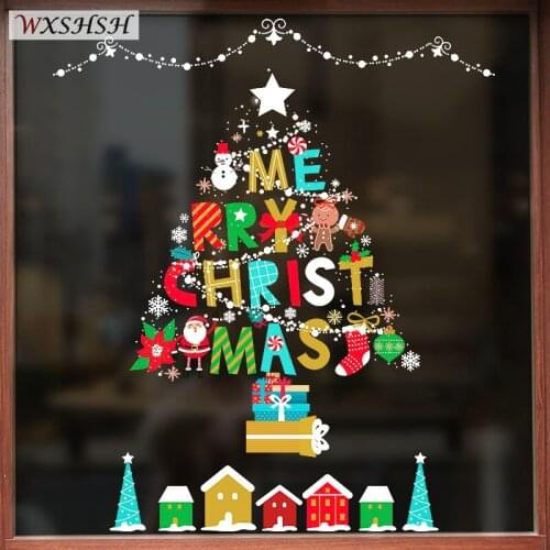 Christmas Window Sticker Cute Static Cling Glass Sticker Water-Proof Snowman Father Christmas Reindeer For Window Door Cabinet