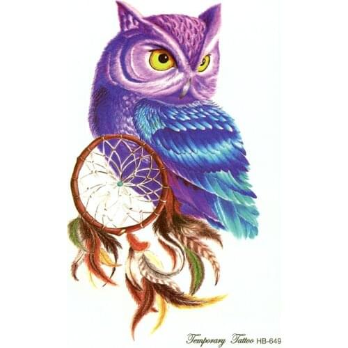 Owl Temporary Tattoo sticker Waterproof Forest Dreamcatcher /Dream Catcher Henna Tattoo Sticker Fake Tatoo Men