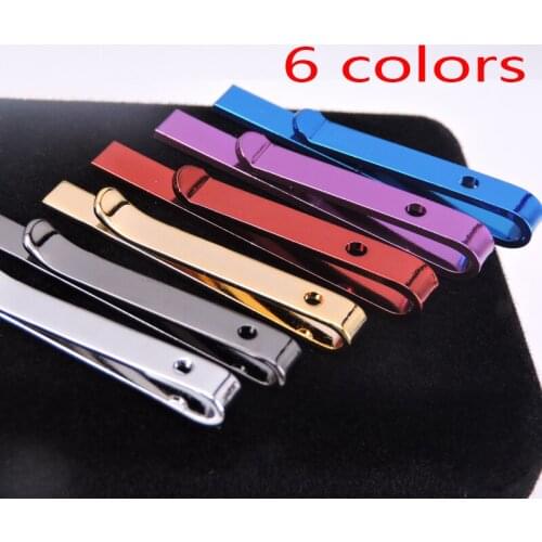 New Designers 6 Colors Hot Formal Necktie Tie Clip for Mens Skinny Glossy Tie Bar Wedding Stainless Steel Tie Clips Accessories
