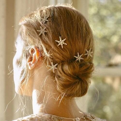 Design Star Moon Rhinestone Wedding Bridal Hairpins for Women Bling Barrette Crystal Hair Clips Accessory Hair Jewelry