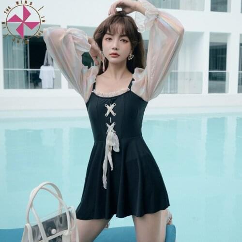 In The Wind Maillot For Women Beach Swimsuit One Piece Korean One Bath Suit 2021 New With Skirt Korea Ins Sexy Swimwear