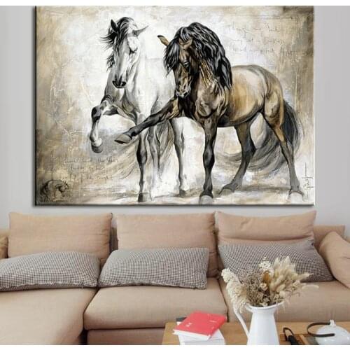 Vintage Horse Animal Canvas Painting Factory Direct Spray Painting Home Decoration Frameless Painting Oil Painting Wall Art