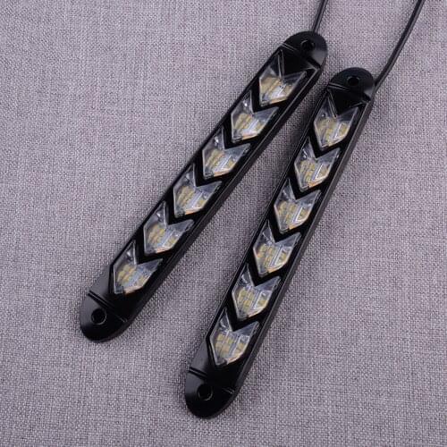 1 Pair Universal Switchback Flowing Arrow Strip Flasher DRL Turn Signal Lamp Light 12V 6LED