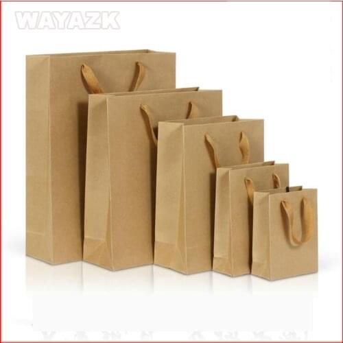 100PCS/lot) Big brown kraft paper bags with handles