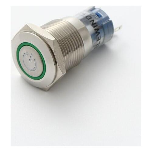 16mm ring illuminated push button with power symbol(PM162F-11ET/B/12V/S/IP65 with power symbol,CE,ROHS)
