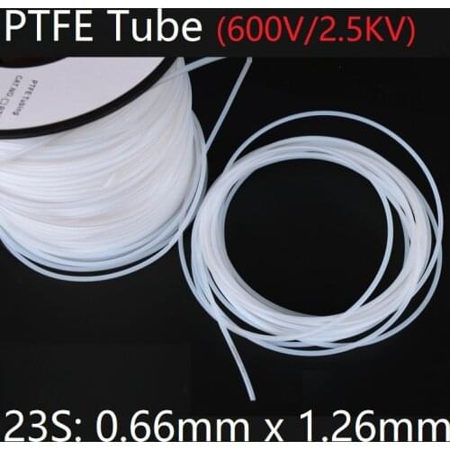 2M 23S 0.66mm x 1.26mm PTFE Tube T eflon Insulated Rigid Capillary F4 Pipe High Temperature Resistant Transmit Hose 600V White