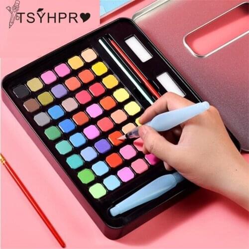 48 Colors Professional Watercolor Paint Set 63 Pcs Solid Water Color Art Sets With Paint Brush Pigment Art Supplies
