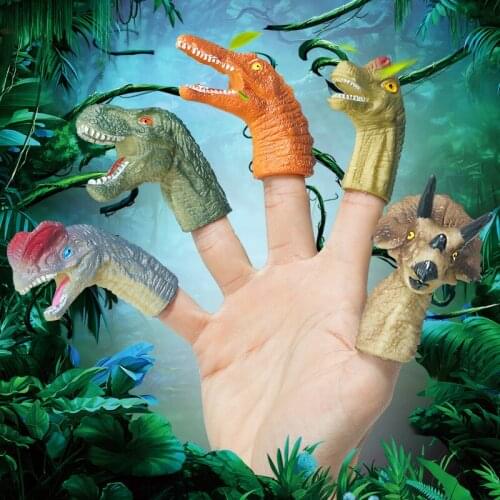 5PCS childrens finger doll cartoon simulation dinosaur finger doll finger doll baby early education hand story machine toy