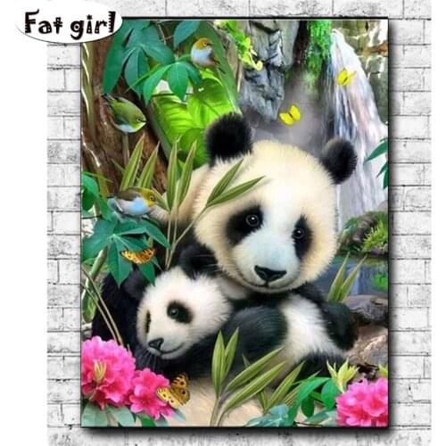 5D Diy Diamond Mosaic Cross Stitch "Panda Mother and Child" Diamond Painting Round China National Treasure Rhinestone Embroidery