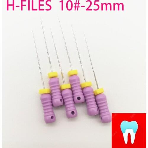 6pcs 10#-25mm Dental Files H Root Canal Dentist Materials Dentistry Instruments Hand Use Stainless Steel H Files