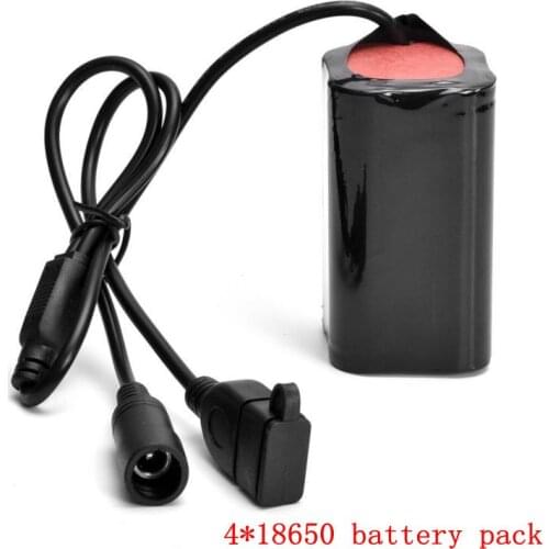 18650 Battery Pack 8.4V 4800mAh capacity for T6/L2 LED Bicycle Light/Headlight with USB 4*18650 Lithium Battery+1 battery bag