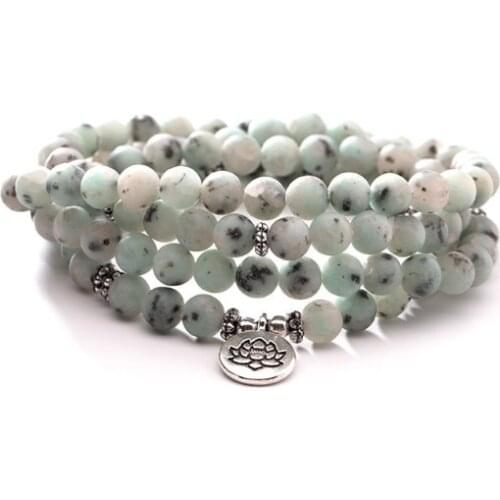 White 108 beads 8mm elastic adjustable Lotus life tree Buddha OM eye Chakra Reiki agate Onyx Yoga Bracelet necklace gb42
