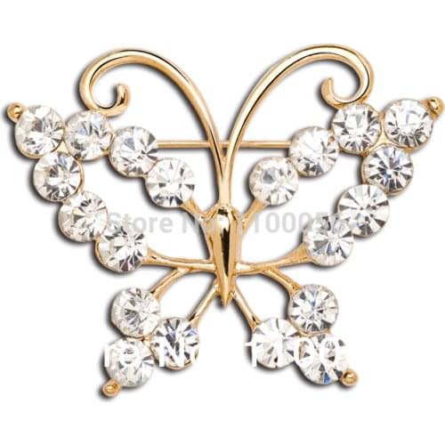 Free Shipping 2019 Fancy Pink Cheap Wedding Brooches Rhinestone Broche for women Vintage Crystal Butterfly Brooch X0800
