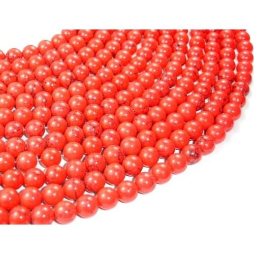 Red Howlite Beads redTurquoise bead 8mm Round Beads Full strandApprox 47 beads Hole 1 mm A quality Natural stone