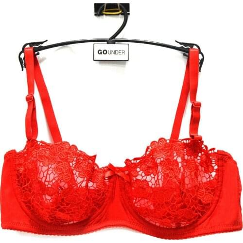 Vgplay Droshipping Bra Sexy Demi Bra Lace Lingerie See-through Mesh Underwear Unlined Floral Brassiere Hollow Bralette