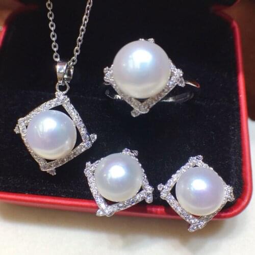 DIY Pendant Ring and Earrings Jewelry Set Base Mountings Settings Findings Jewelry Settings Parts for Pearls Beads Stones