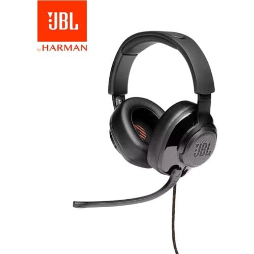JBL Quantum 200 Wired over-ear gaming headset with flip-up mic