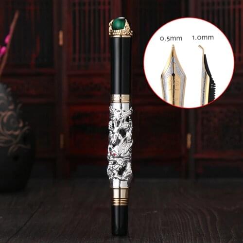 Jinhao Luxury Pen Dragon Fountain Pens High Quality Pluma Stylo Plume Caneta Tinteiro FuenteTitanium Dolma Kalem Tips