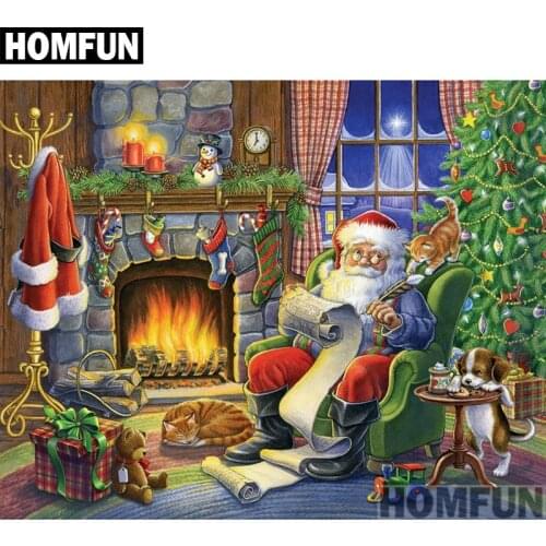 HOMFUN Full Square/Round Drill 5D DIY Diamond Painting "Christmas Santa Claus" 3D Embroidery Cross Stitch 5D Decor A00851