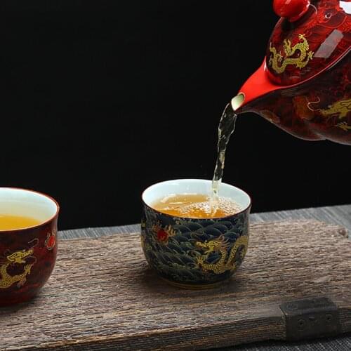 China Kung Fu Ceramic cup, Chinese Royal dragon pattern tea cup, Chinese style porcelain tea set coffee cups