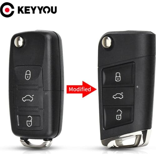 KEYYOU 10pcs Modifed 3 Buttons Folding Flip Remote Key Shell For Volkswagen VW Golf 7 Jetta Passat Beetle Polo Bora HU66 Blade