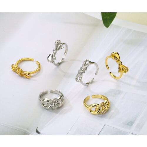 HECHENG,Bow Knot Cubic Zirconia Ring,Korean Style Finger RIng,For Women and Girls Fashion Jewelry