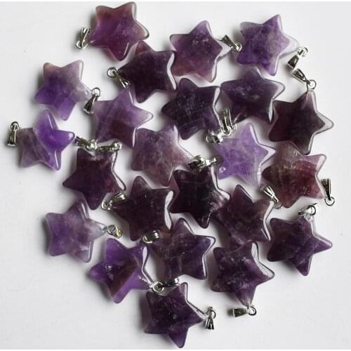 2020 Hot selling fashion Assorted natural stone amethysts star charms pendants for DIY jewelry making 30pcs/lot Wholesale free