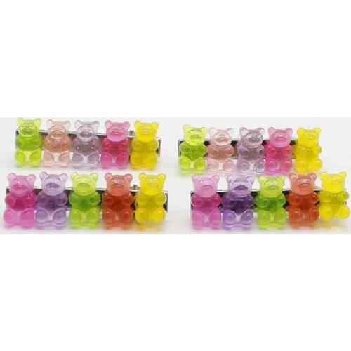 Cute transparent candy color cartoon bear girl hairpin, handmade 7 colors rainbow hairpin, children hairpin, jewelry, womens ha