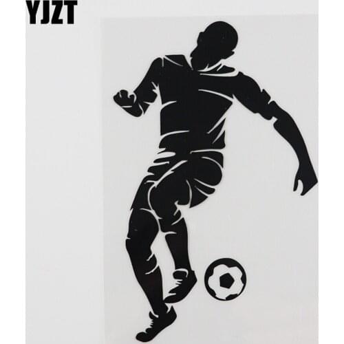 YJZT 9.9CMX15.5CM Silhoutte Soccer Player Ball Car Stickers Vinyl Decal Black/Silver 8A-0270