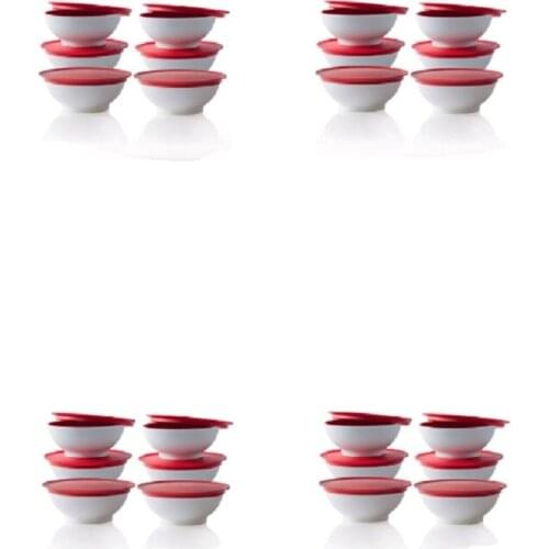 Tupperware Allegra Sweet Bowls (24x275 ml) Red White Sweet Bowl, clear Sweet Bowls 24'lü Set (24x275 ML) Red