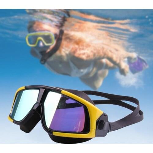 MC-3200 Swimming Goggles Anti-fog Shockproof Waterproof Large Frame Electroplate Swim Glasses for Beach Swim Eyewear