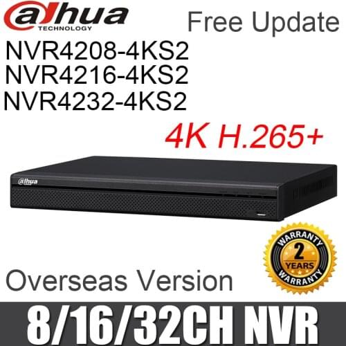 Original Dahua 4K NVR NVR4208-4KS2 NVR4216-4KS2 NVR4232-4KS2 8/16/32CH without POE ports Network Video Recorder