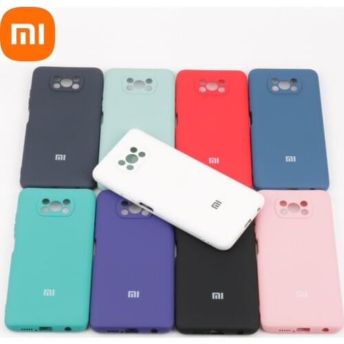 Original Xiaomi POCO X3 NFC Liquid Silicone Soft Case Full Coverage Camera Protect Shockproof Phone Cover POCO X3 Luxury Shell
