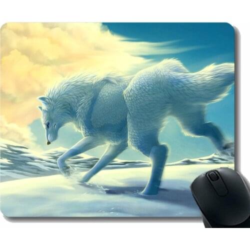 Rectangle Mouse Pad,Animal wolf lunch Gaming Mousepad Mat