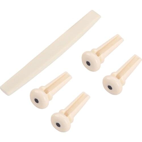 1 Set Cream Plastic Bridge Pins+Saddle for Acoustic Bass Guitar Musical Instrument Parts