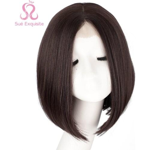 SUe EXQUISITE Synthetic Wigs Short Bob Wigs for Women Cosplay Wigs For Black Women Black Red Natural Hairline Wigs