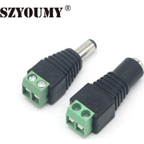 SZYOUMY DC Connector Male Female 2.1 x 5.5mm 5050 3528 Led Strip CCTV Camera Use 12V DC Power Cable Jack Adapter Connector Plug