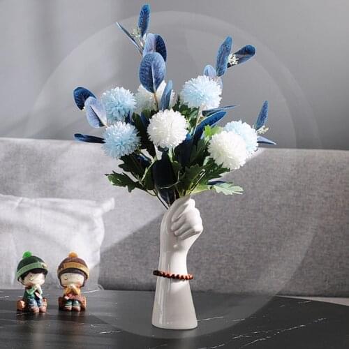 Creative Hand Sculpture Ceramic Vase Modern Home Decoration White Vases European Style Decor Living Room Desktop Decor Crafts