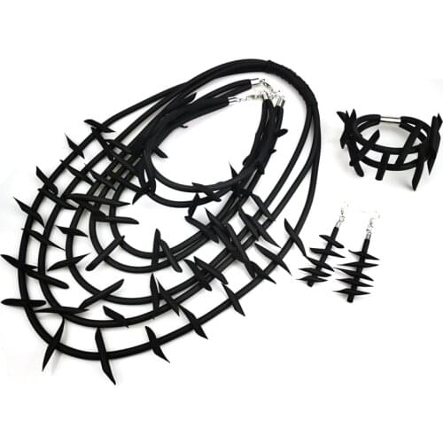 UKEBAY New Punk Style Pendant Jewelry Sets Women DIY Gift Rock Hiphop Necklace Bangle Earrings Handmade 5 Pieces Jewellery Set