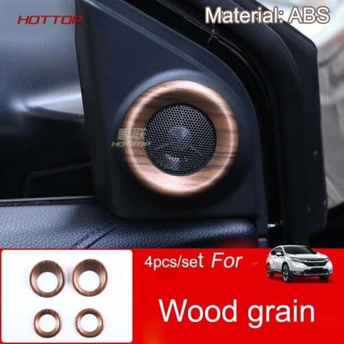 HOTTOP Wood Grain Speaker Adornment ring For HONDA CR-V CRV 2017 2018 5th Gen AT(LHD&RHD) car styling
