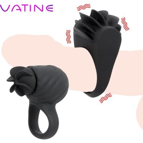 VATINE Rotating Tongue Vibrator Clitoris Stimulator Sex Toys for Men 3 Speed Cock Ring Delay Ejaculation Vibrator Penis Ring
