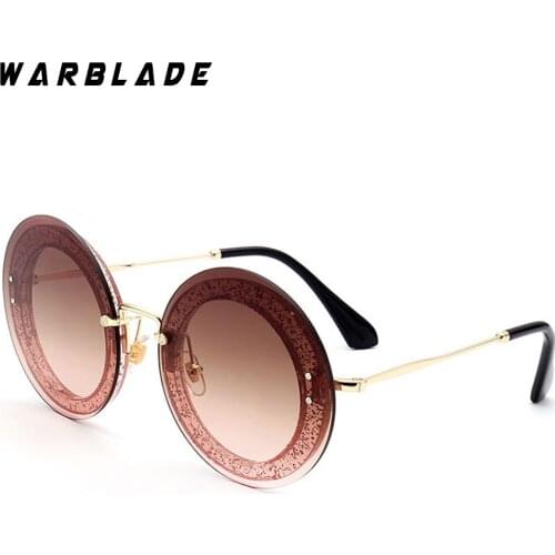 2018 New Women Oversized Rimless Round Sunglasses Classic Fashion Brand Designer Sun Glasses Female Vintage Big Gradient Shades