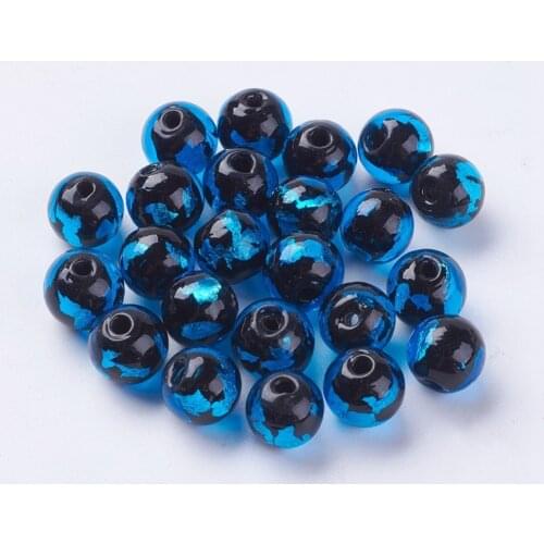 10pcs Handmade Foil Lampwork Round Beads 9.5~10mm for jewelry making DIY Decor accessories hole: 1mm