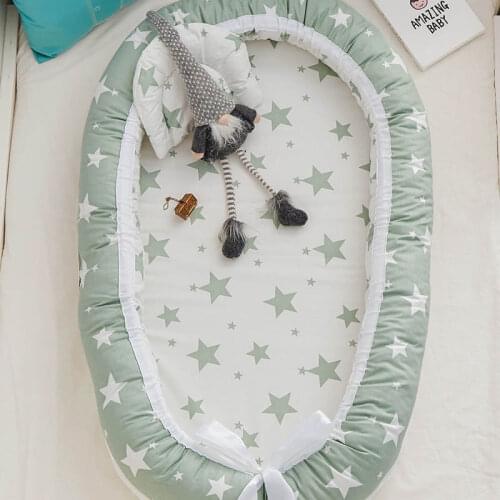 2021 Time-limited Sale 2pcs/set Removable Newborn Baby Crib Pillow Set Travel Toddler Bed Nest Cot Cotton Trip Bedding Infant