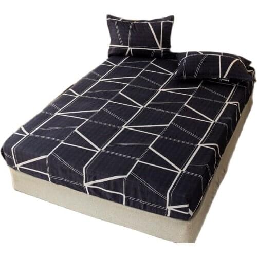 3PCS Fitted Sheet with Pillowcase Height 30CM Polyester Geometric Printed Bedding Sheet Home Textile