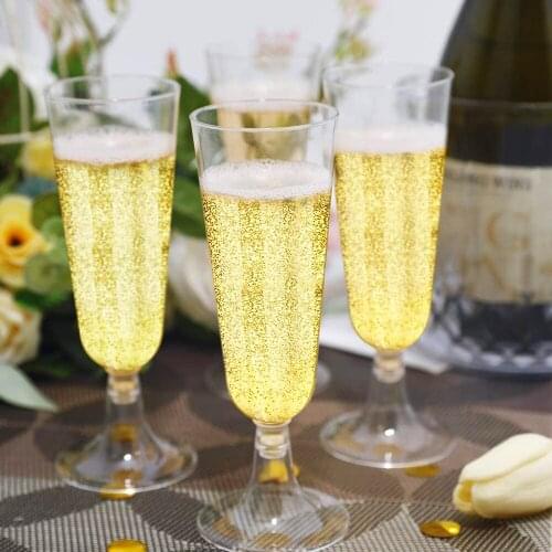 6pcs Plastic Champagne Flutes Disposable Wine Glasses Toasting Flutes For Birthday Party Wedding Reception And Other Celebration
