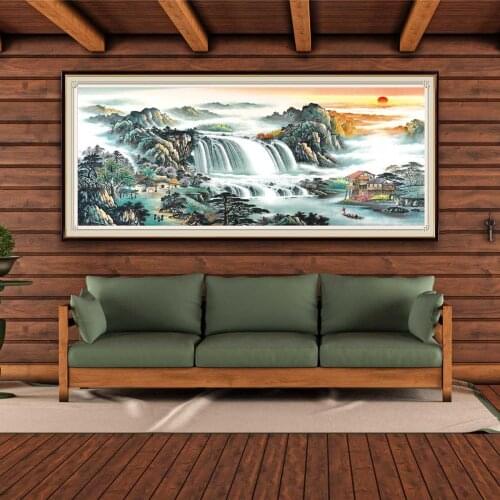 DIY Diamond Painting Landscape Cross Stitch Full Drill Rising Sun Diamond Embroidery Picture of Rhinestones Christmas Decoration