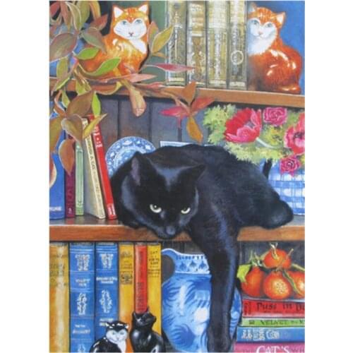 Diamond Painting Lovely Cats on Shelf Pattern 5D Diy Full Square Diamond Embroidery Full Kits Home Decoration Unfinished Draft
